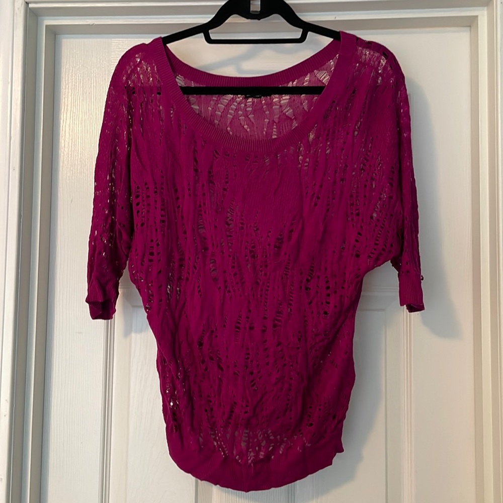 EXPRESS fuchsia knit top, ¾ sleeves